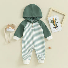 Load image into Gallery viewer, Baby Boys Girls Rompers Clothes Long Sleeve Striped Hooded Jumpsuits
