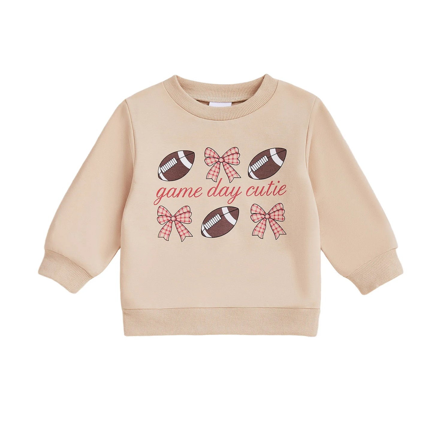 Baby Toddler Boys Girls Long Sleeve Crew Neck Letters Football Sunday Funday Game Day Pullover Top