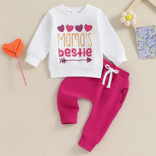 Load image into Gallery viewer, Baby Toddler Girl 2Pcs Outfits Long Sleeve Letters Mama&#39;s Bestie / Mommy Is My Bestie Top Jogger Pants Set

