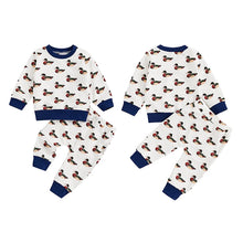 Load image into Gallery viewer, Baby Toddler Boys 2Pcs Fall Jogger Set Duck Print Long Sleeve Crew Neck Top with Elastic Waist Pants Outfit
