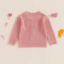 Load image into Gallery viewer, Baby Girls 1 One Year Old Birthday Knit Sweater Flower Embroidery Crew Neck Long Sleeve Pullover Top
