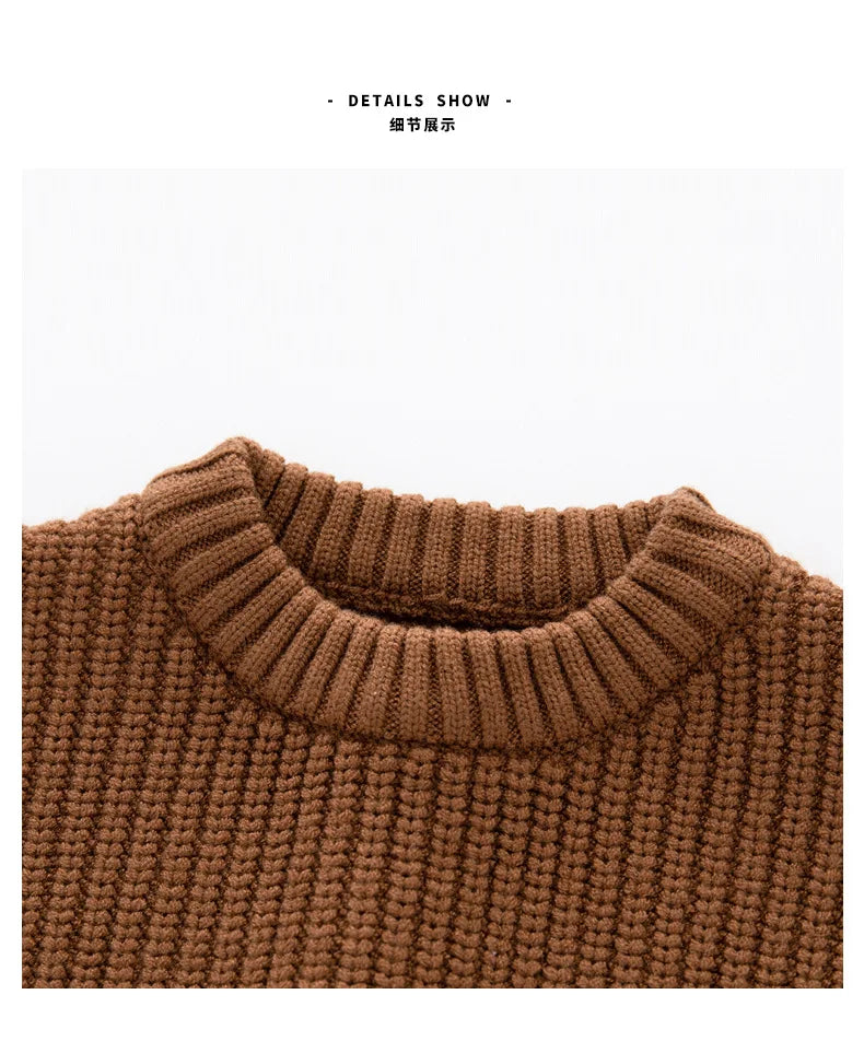 Newborn Baby Sweater Kid Boy Girl Winter Clothes Warm Thick Knit Pullover Top Infant Long Sleeve Basic Knitwear Outfit