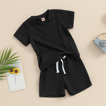 Load image into Gallery viewer, Toddler Baby Boys 2PCS Shorts Sets Short Sleeve Crewneck Tops and Drawstring Shorts Outfit
