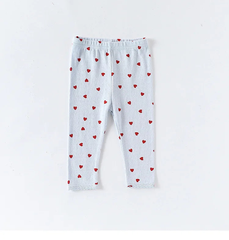 Baby Toddler Girls 2Pcs 100% Cotton Clothes Set Long Sleeve Top Pants Suit Bow/Heart Print Pajamas Set Homewear Outfit