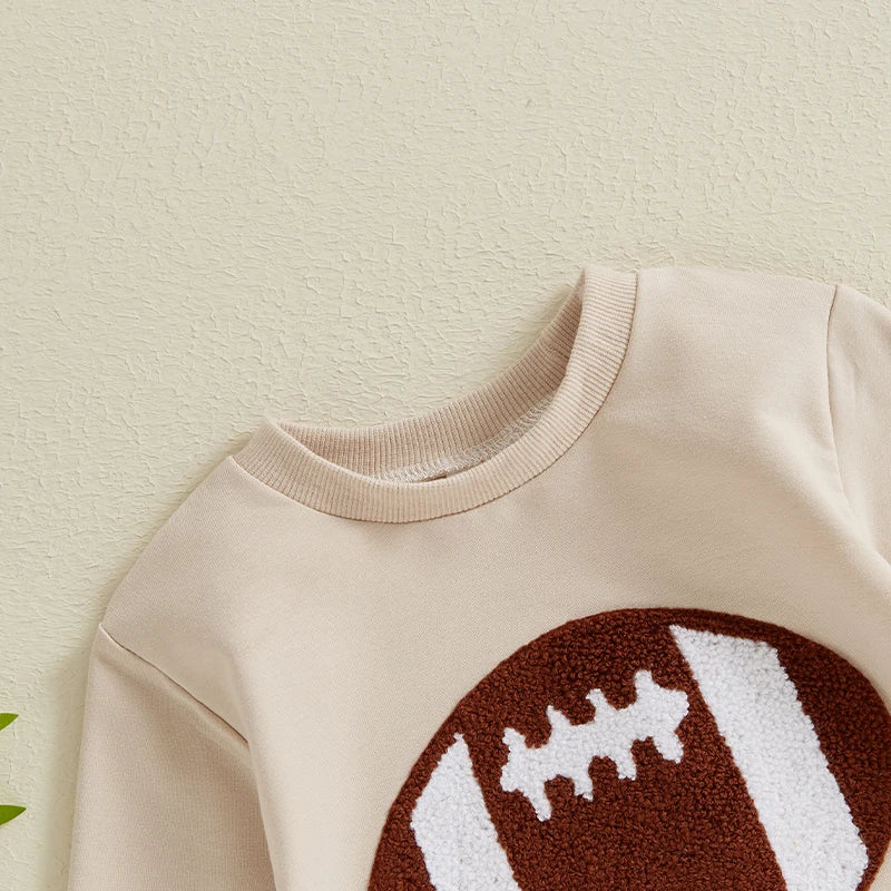 Baby Boy Girl Bodysuit Football Embroidered Long Sleeve Fall Jumpsuit Romper