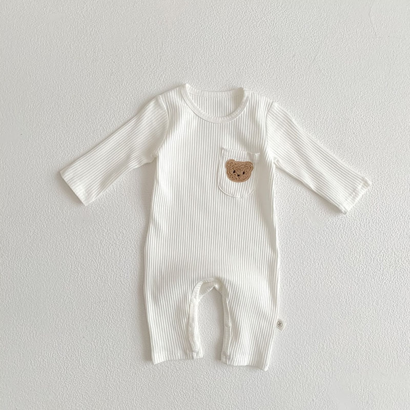 Bear Patch Ribbed Romper