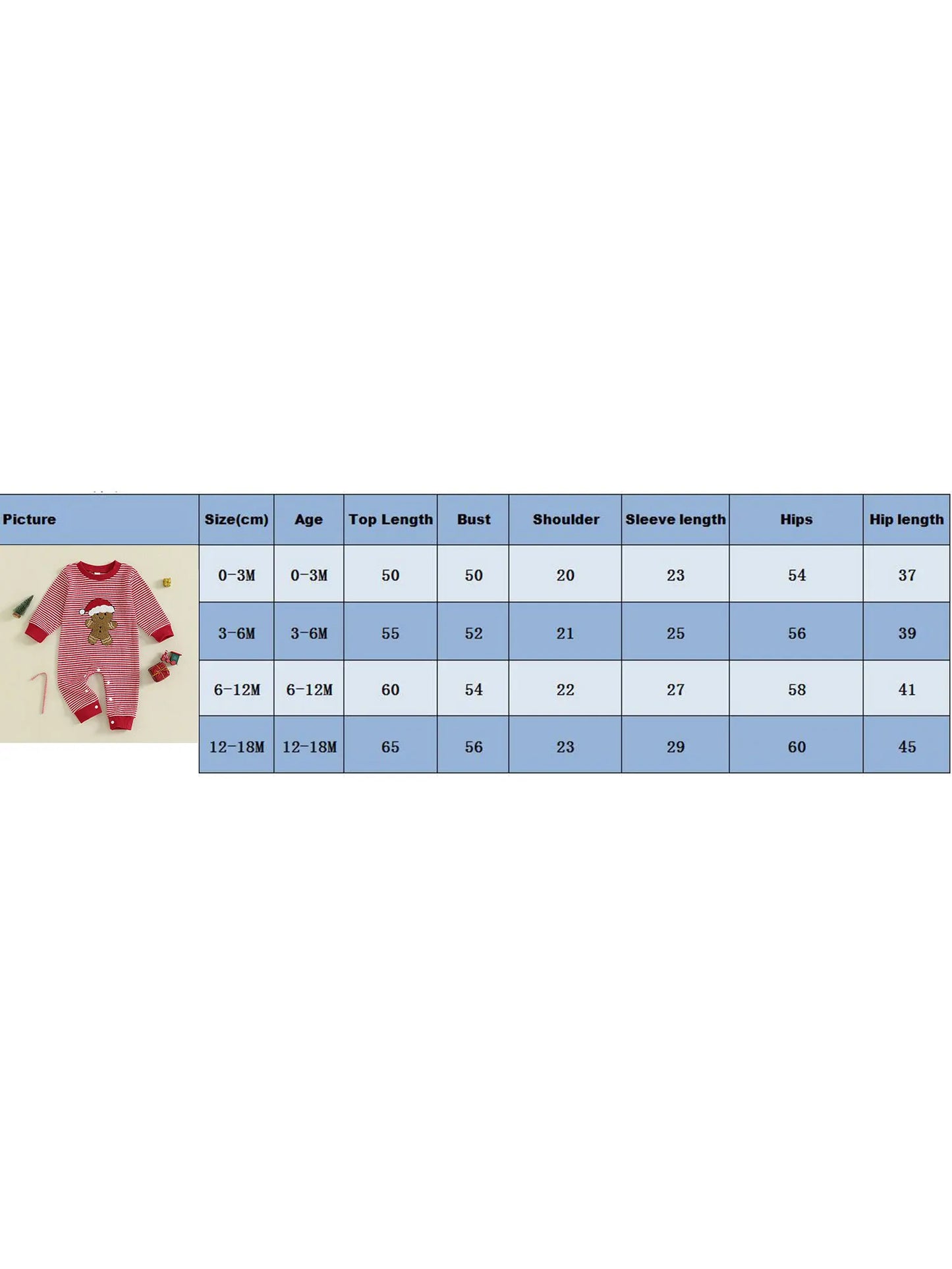 Baby Boys Christmas Romper Stripe Print Gingerbread Man Embroidery Long Sleeve Round Neck Jumpsuit