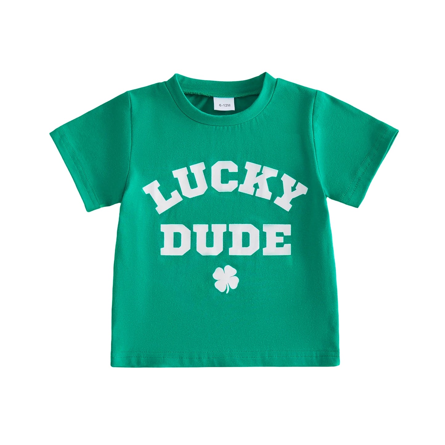 Baby Toddler Boys Summer T-Shirt Letter Shamrock Print Lucky Dude Short Sleeve Round Neck St. Patrick's Day Top