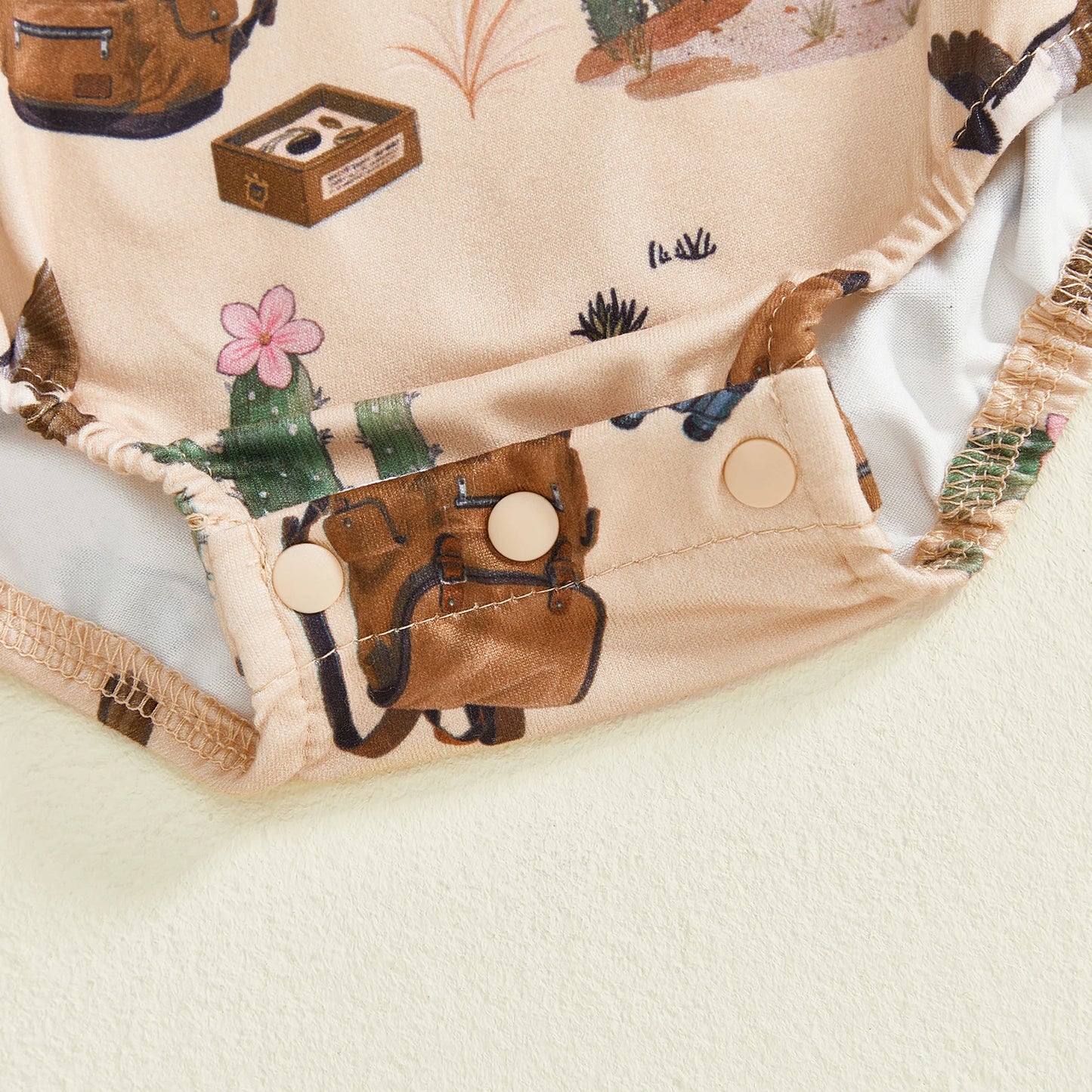 Baby Boy Summer Jumpsuit Cactus Print Short Sleeve Round Neck Romper Cute Bodysuit