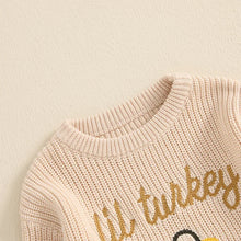 Load image into Gallery viewer, Baby Toddler Boys Girls Wild Turkey Thanksgiving Sweater Casual Letter Turkey Embroidery Warm Knitted Long Sleeve Pullover Knitwear Top
