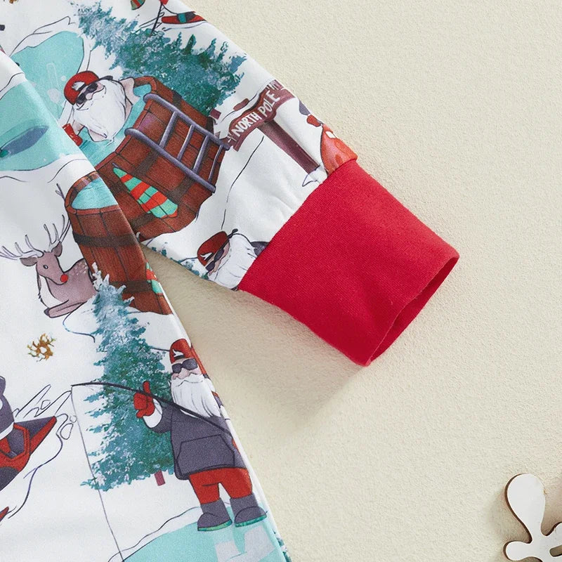 Baby Toddler Girls Boys Rompers Christmas Clothes Santa Print Long Sleeve Jumpsuit