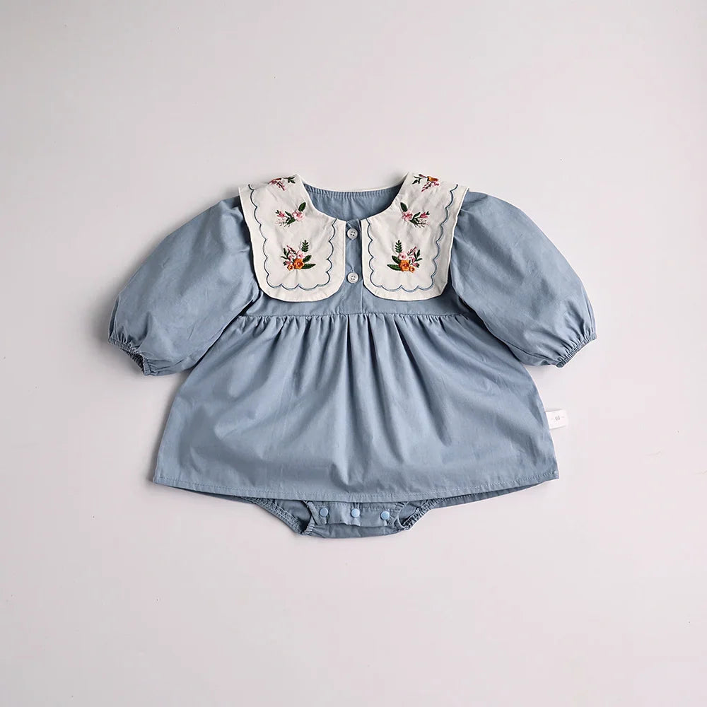 Flower Embroidery Collar Dress