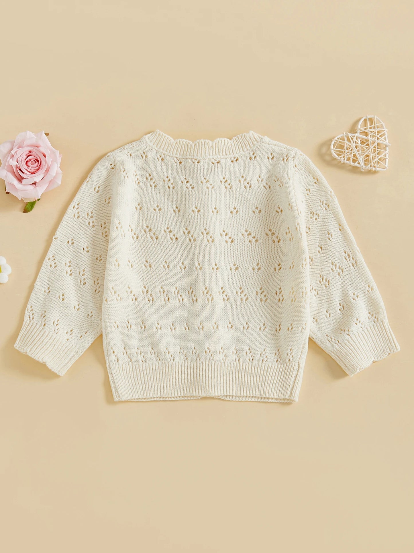 Baby Toddler Girl Knit Cardigan Solid Color Long Sleeve Crew Neck Button Down Lightweight Sweater