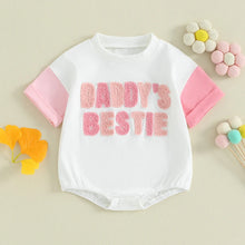 Load image into Gallery viewer, Baby Girl Daddy&#39;s Bestie Embroidery Letters Romper Short Sleeve Bodysuit Father Gift Clothes
