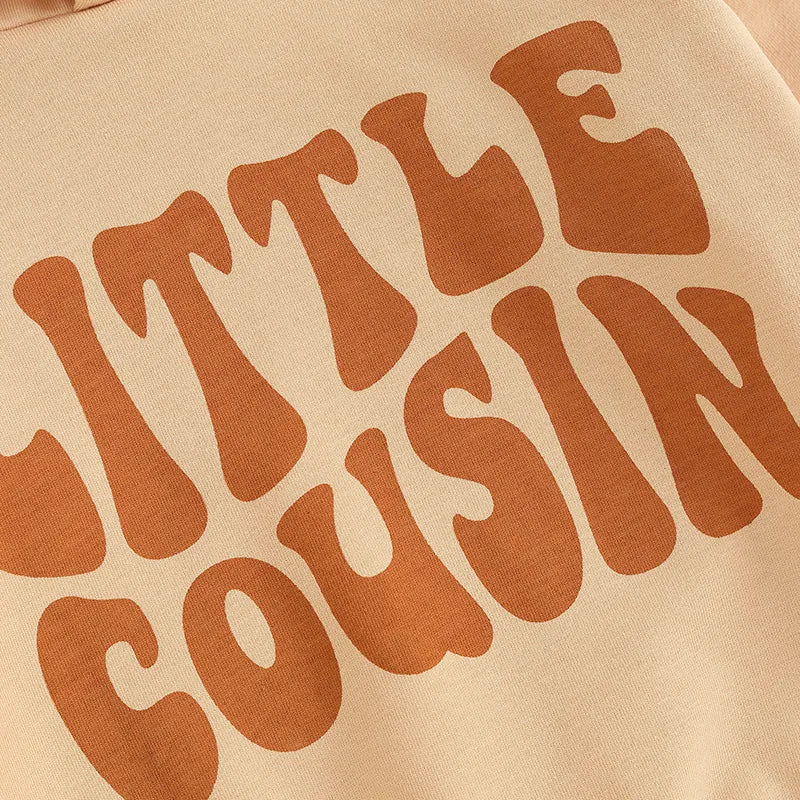 Baby Toddler Kids Boys Girls Hoodie Long Sleeve Hooded Letters Print Little Bigger Cousin Pullover Top