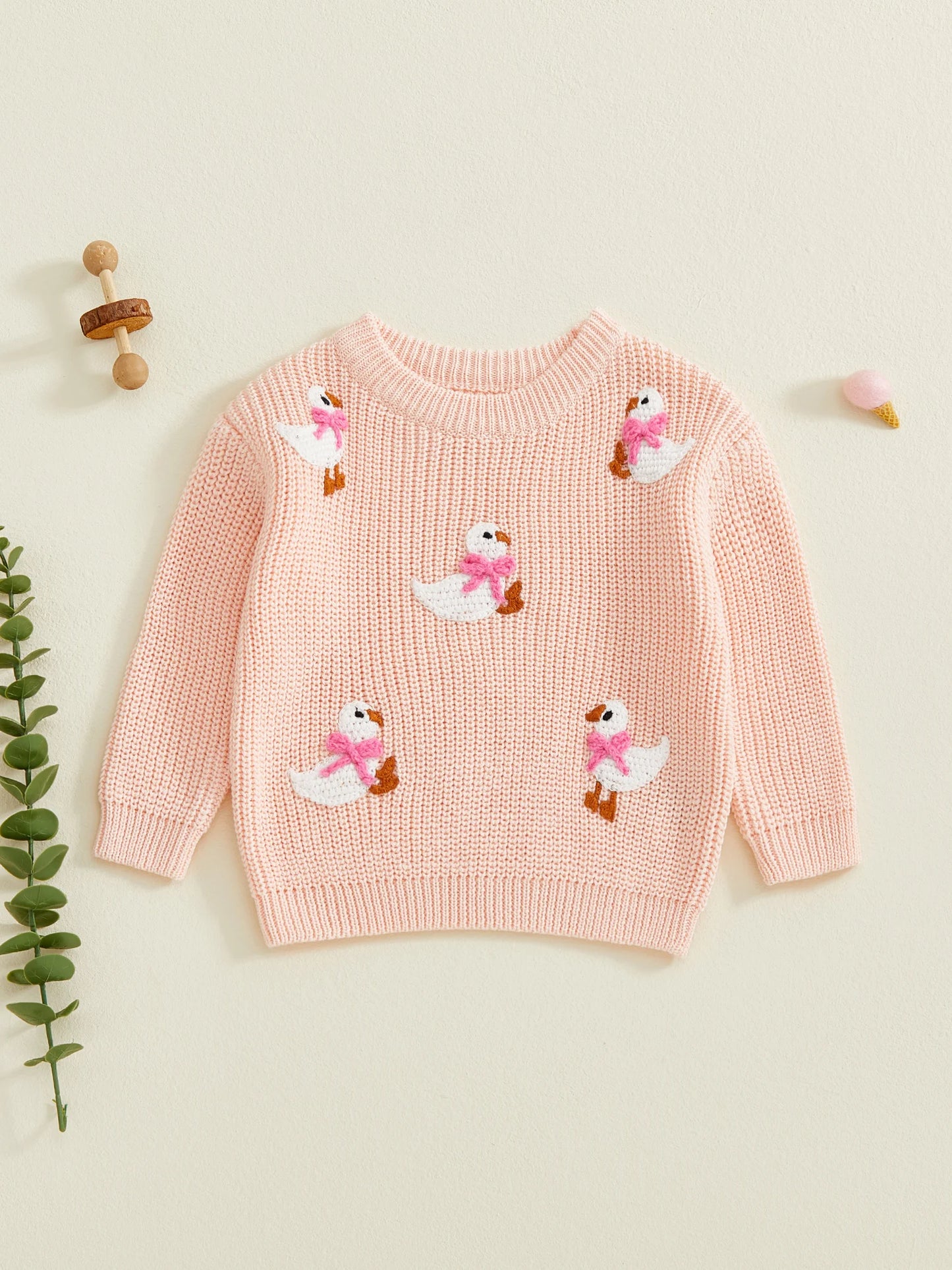 Baby Toddler Girls Sweater Long Sleeve Crew Neck Cute Duck Soft Warm Winter Sweater Clothes