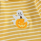 Baby Toddler Girls Boys 2Pcs Halloween Pajamas Set Long Sleeve Embroidery Pumpkin Ghost Top with Striped Pants Sleepwear