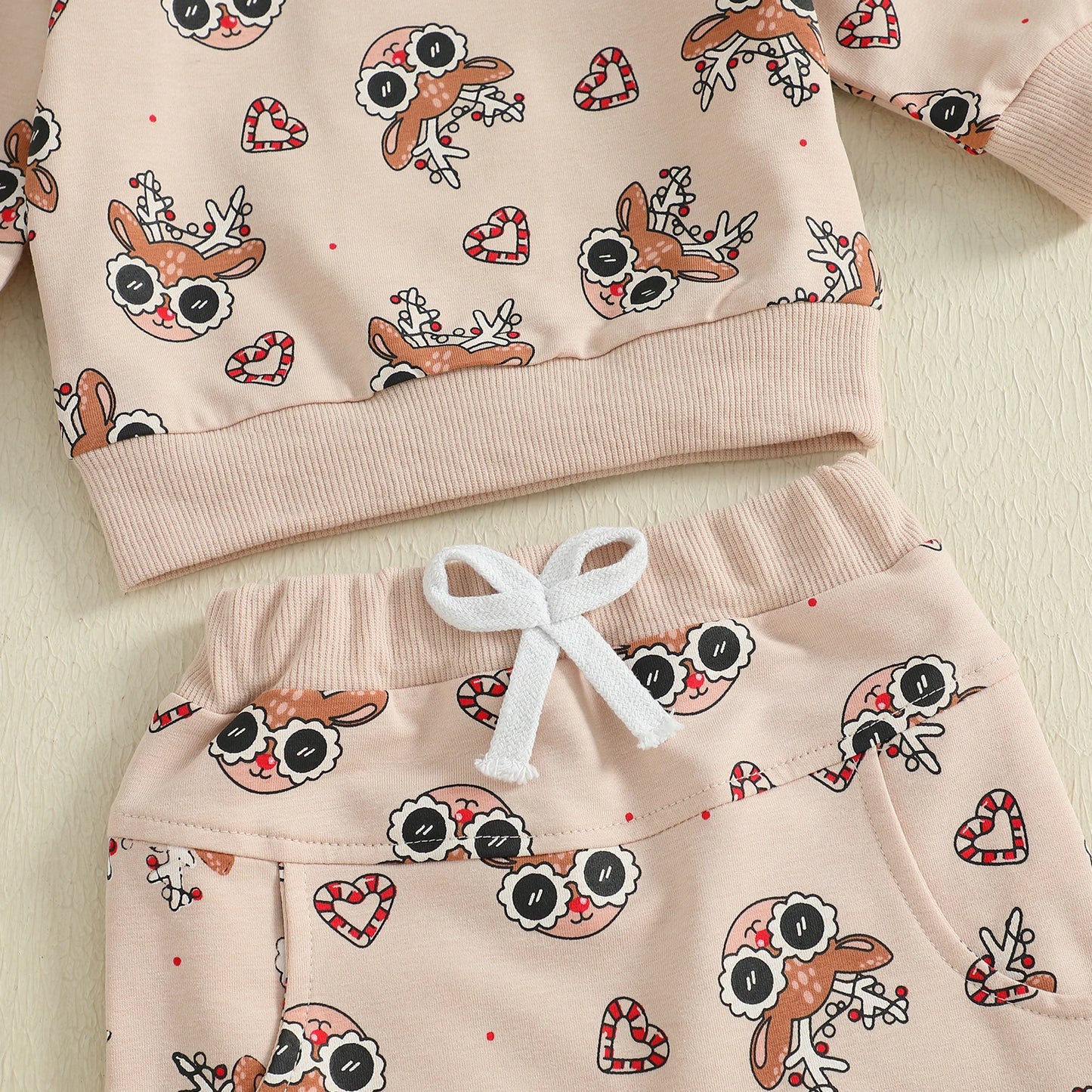 Baby Toddler Girls Boys 2Pcs Clothes Jogger Set Christmas Reindeer Pattern Long Sleeve Pullover Pants Outfit