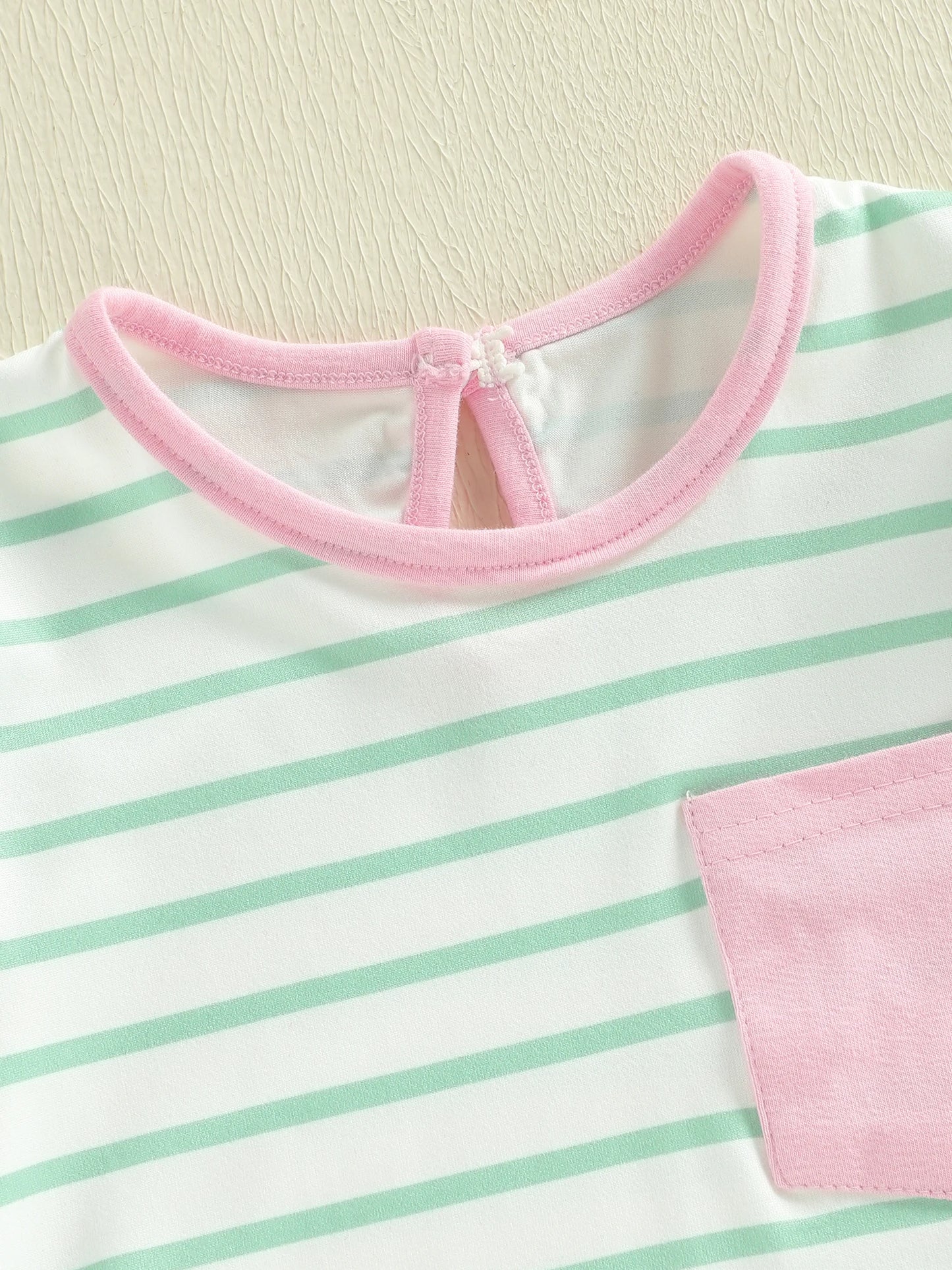 Baby Girl Striped Romper Ruffle Trim Short Sleeve Crewneck Jumpsuit Casual Summer Spring Clothes
