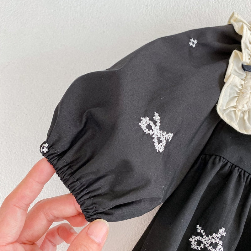 Ribbon Long Sleeve Embroidery Bodysuits Romper