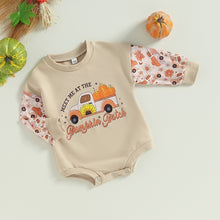 Load image into Gallery viewer, Baby Girls Halloween Bodysuit Crew Neck Long Sleeve Letter Floral Pumpkin Meet me at the Pumpkin Patch Print Romper
