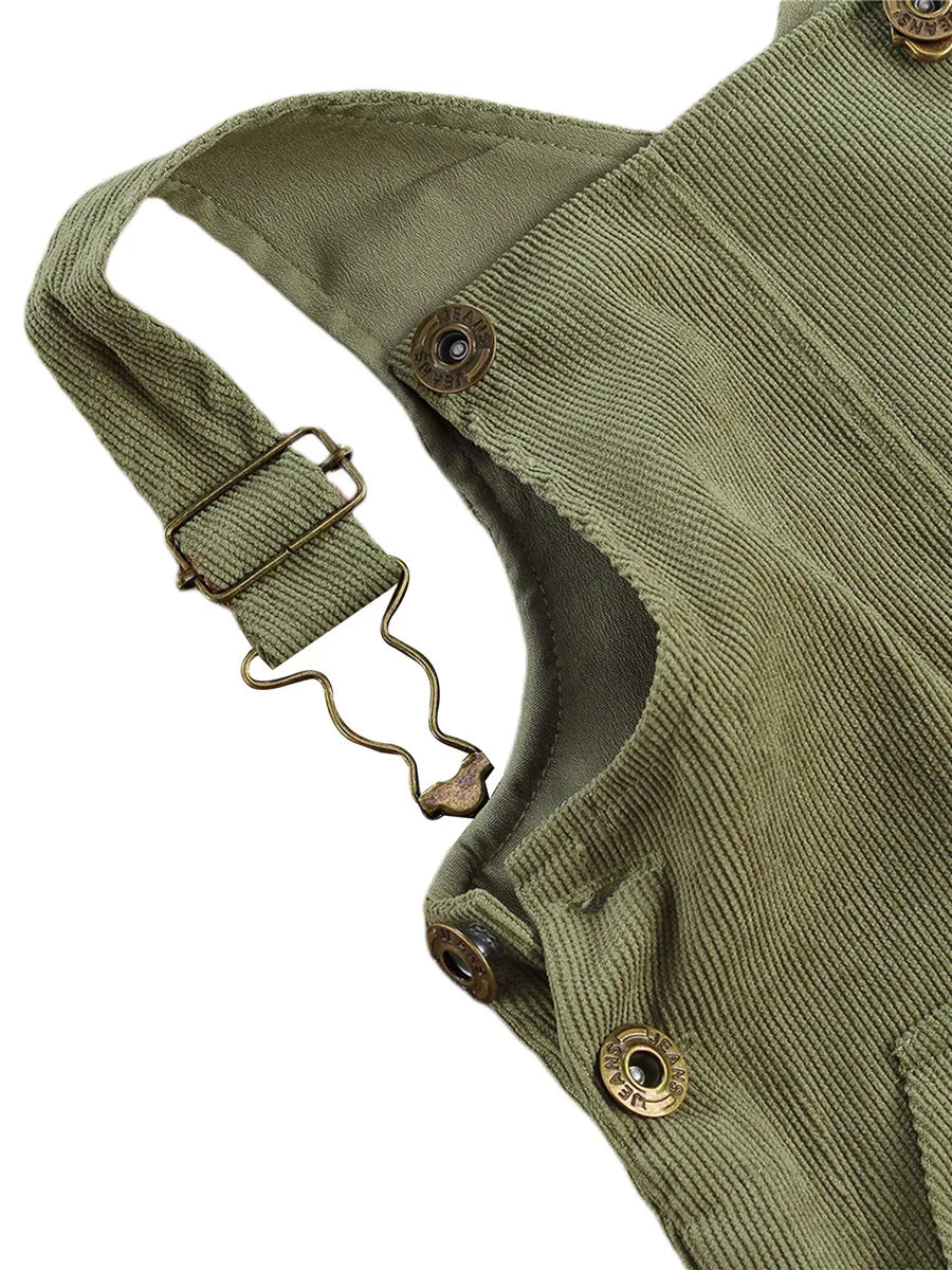 Baby Toddler Boys Girls Suspender Pants Jumpsuit With Buttons Fit Solid Color Overalls Romper