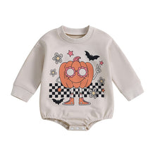 Load image into Gallery viewer, Baby Girls Halloween Bodysuit Long Sleeve Crew Neck Letters/Pumpkin/Ghost Print Jumpsuit Romper
