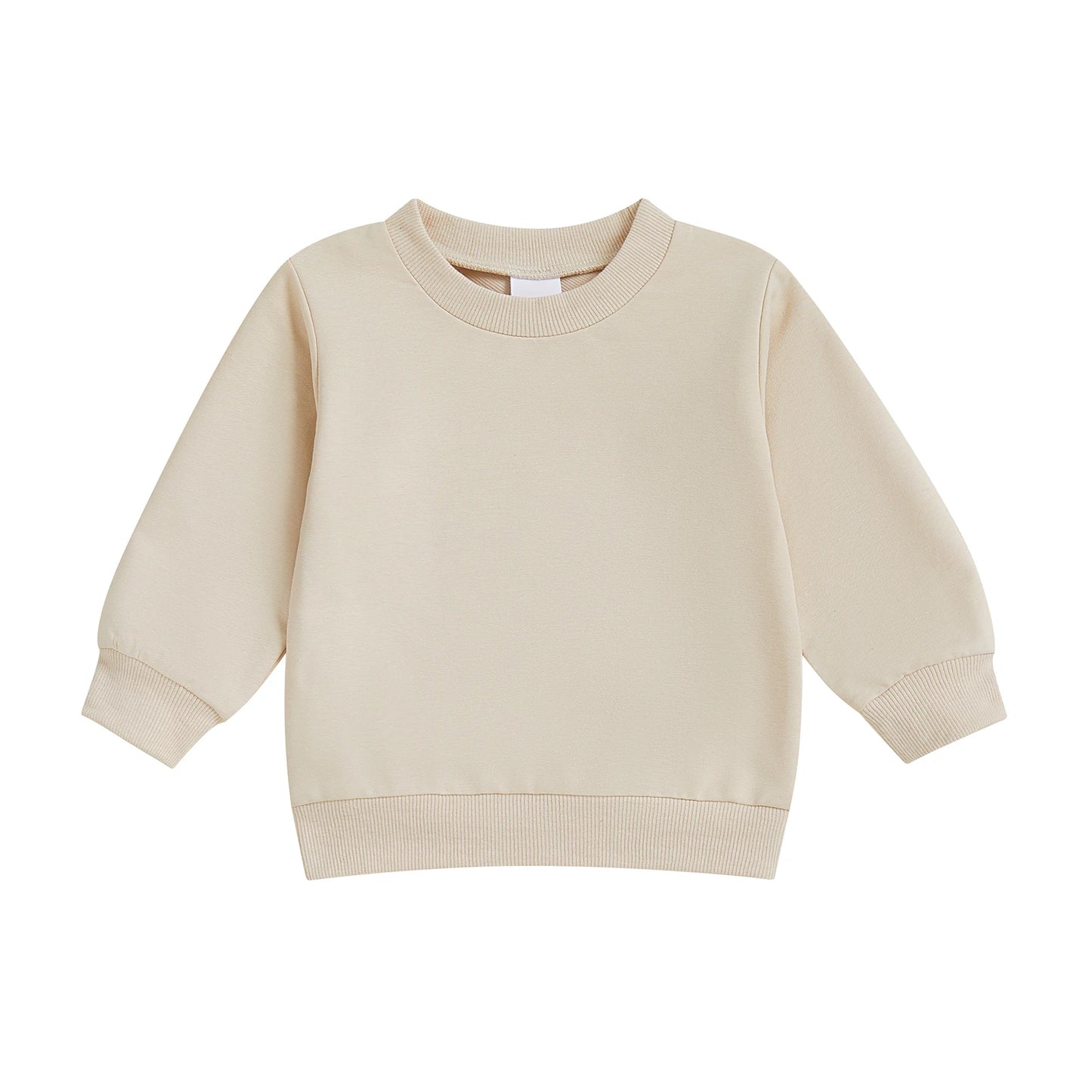 Baby Toddler Kids Boy Girl Solid Color Long Sleeve Round Neck Pullover Loose Top