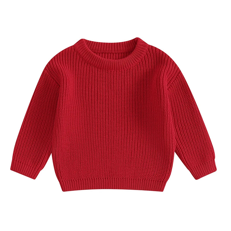 Baby Toddler Girls Boys Sweaters Knitting Pullovers Tops Solid Color Basic Cotton Long Sleeve Sweater Top