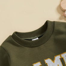 Load image into Gallery viewer, Baby Toddler Boys Girls Fall GAME DAY Football Sequin Letter Embroidery Long Sleeve Crew Neck Pullover Top
