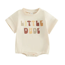 Load image into Gallery viewer, Baby Boy Romper Bubble Short Sleeve Little Dude Letters Print Jumpsuit Oversized
