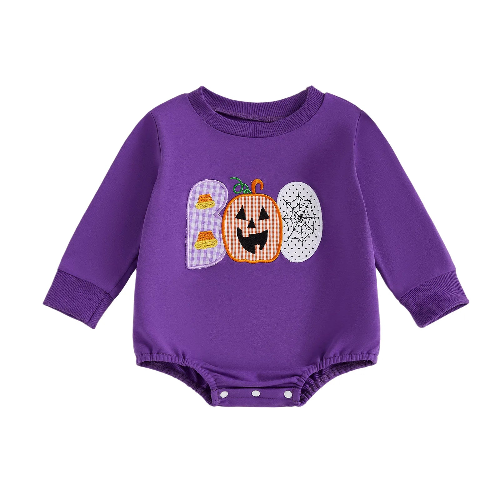 Baby Girls Boys Bubble Romper Halloween Clothes Spider Web Pumpkin Embroidery Letters Boo Long Sleeve Bodysuit Jumpsuit