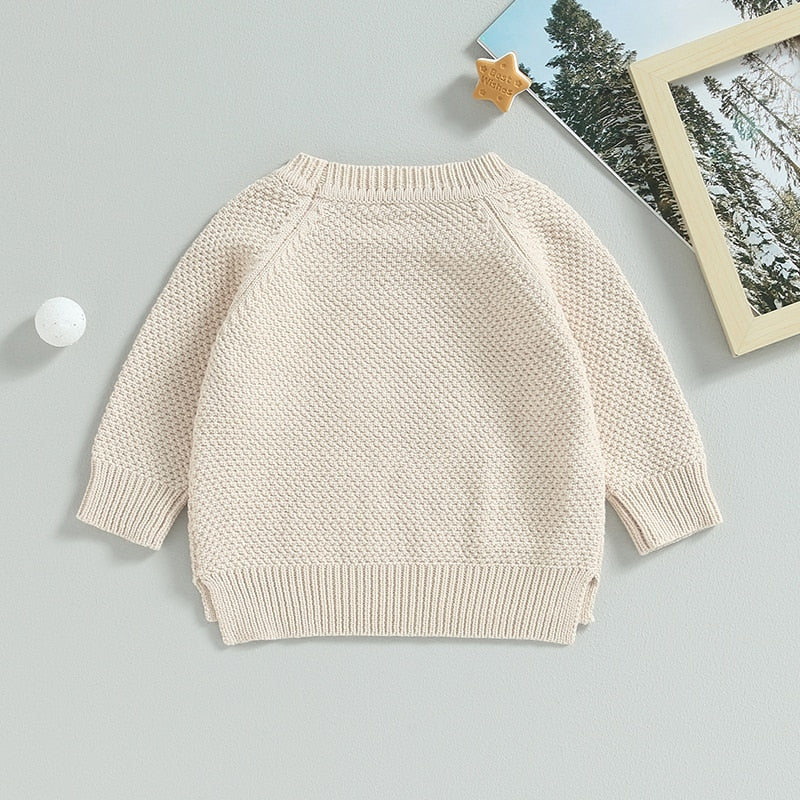 Baby Boy Girl Knitted Sweater Warm Long Sleeve Pullover with Pocket Autumn Knitwear