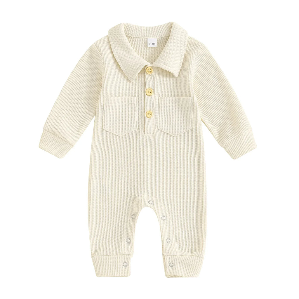 Turn Down Collar Boys Jumpsuit Romper