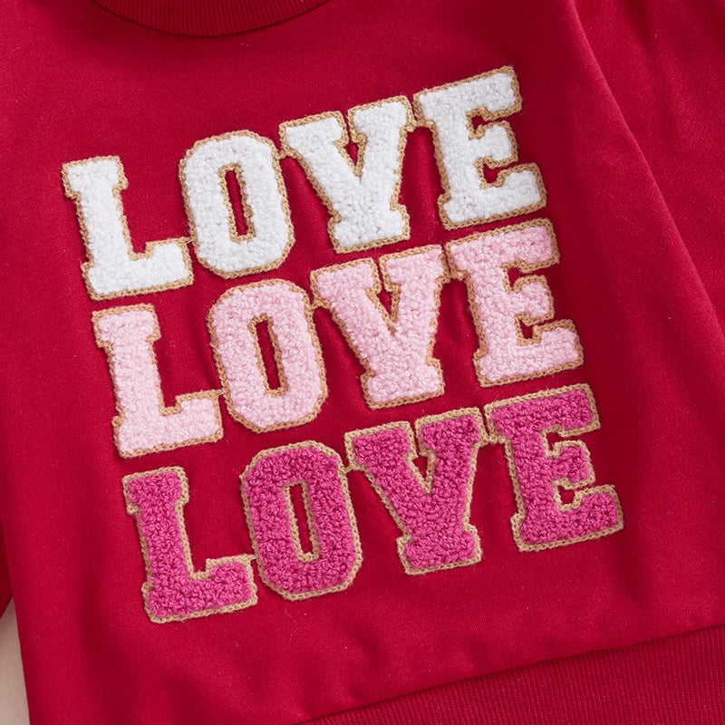 Baby Toddler Boys Girls LOVE Valentine's Day Letter Embroidered Long Sleeve Round Neck Casual Top Valentines