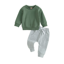 Load image into Gallery viewer, Baby Toddler Boys Girls 2Pcs Fall Set Long Sleeve Crew Neck Top with Elastic Waist Sweatpants
