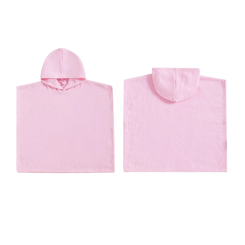 Toddler Kids Boys Girls Hooded Beach Swim Poncho Towels Solid Color Loose Fit Beach Robe Cover-up for Summer