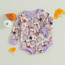 Load image into Gallery viewer, Baby Girls Bodysuit Halloween Pumpkin Print Long Sleeve Jumpsuits Romper

