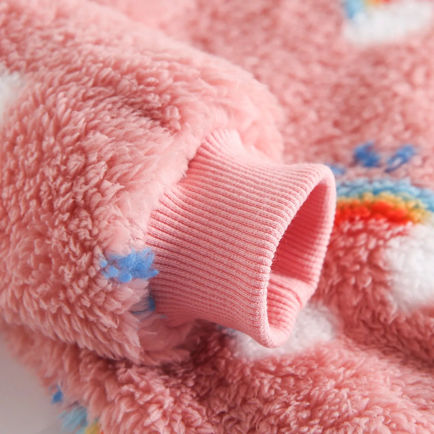 Baby Toddler Girl 2Pcs Winter Clothes Jogger Set Rainbow Print Fleece Pullover Top Pant Suit Clothes Thick Warm Outfit