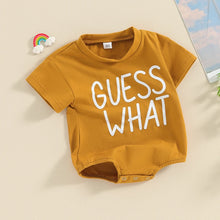 Load image into Gallery viewer, Baby Girls Boys Romper Round Neck Short Sleeve Letter Print Guess What Chicken Butt Print Jumpsuit Outfit
