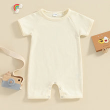 Load image into Gallery viewer, Baby Girls Boys Waffle Romper Solid Color Short Sleeve Jumpsuits Casual Clothes Bodysuits
