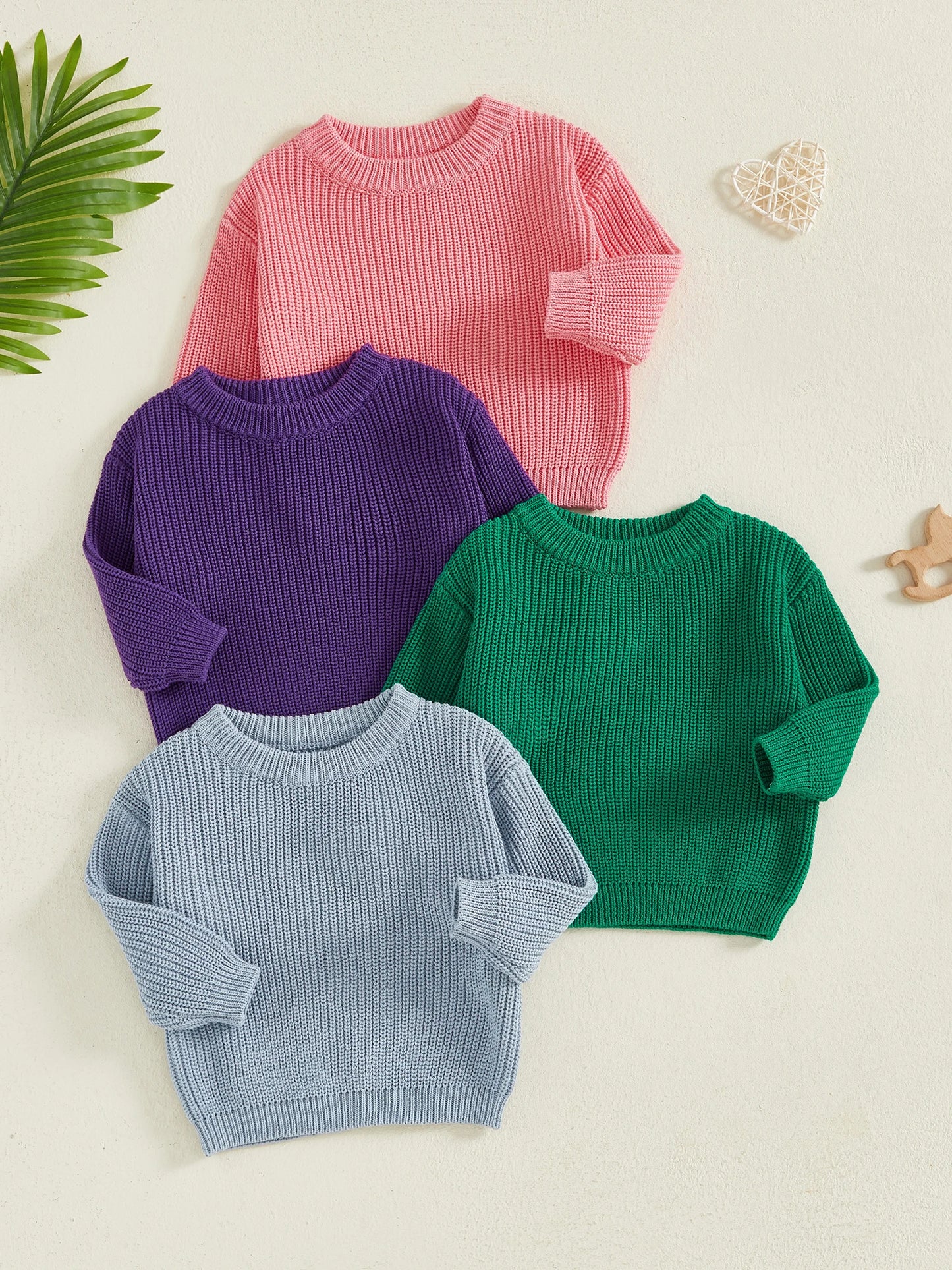 Baby Toddler Kids Girl Boy Knitted Long Sleeve Sweater Solid Loose Pullover Casual Tops Children Knitwear Clothes
