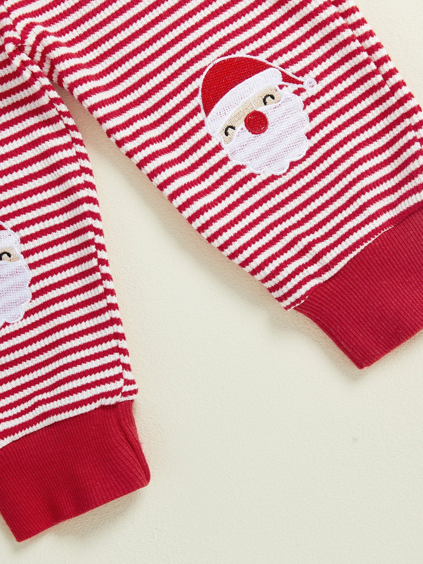 Baby Toddler Boys 2Pcs Striped Set Santa Claus Embroidery Long Sleeve Pullover Top with Pants Christmas Outfit