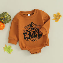 Load image into Gallery viewer, Baby Toddler Girls Boys Long Sleeve Romper Letter Hello Fall Pumpkin Print Autumn Jumpsuits

