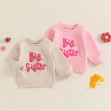 Load image into Gallery viewer, Toddler Kids Girls Big Sister Long Sleeve Crewneck Letter Embroidery Loose Fit Pullover Top
