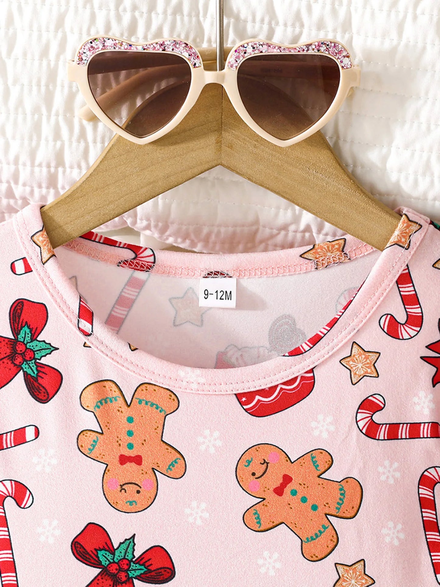 Baby Toddler Girl Christmas Dress Long Sleeve Crew Neck Gingerbread Man Cane Candy Print Dress