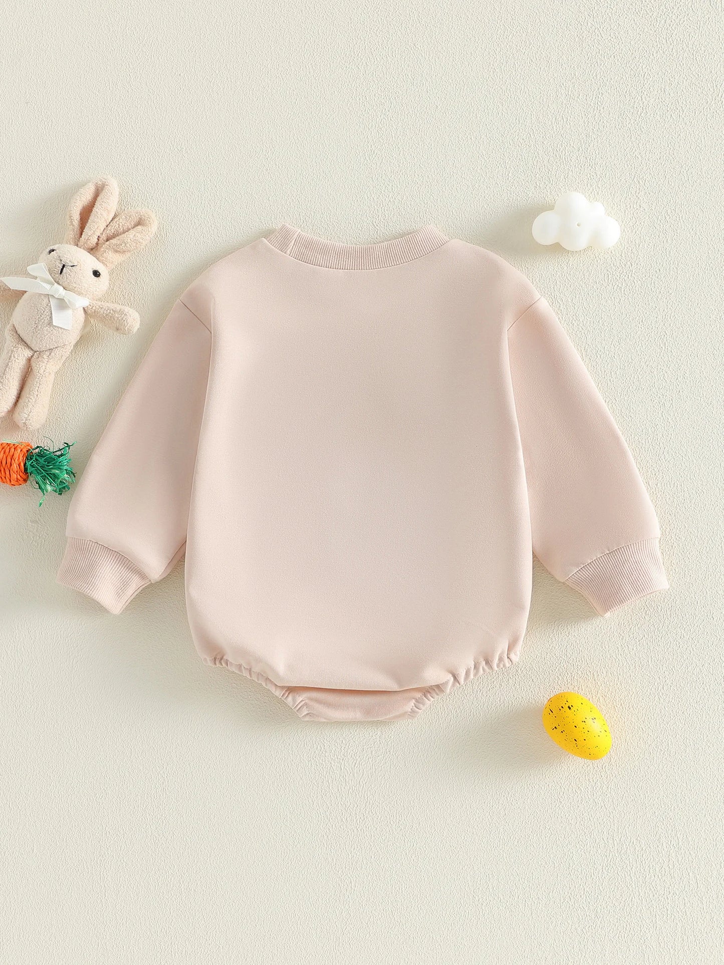Baby Boys Girls Easter Romper Fashionable Cute Bunny Embroidery Long Sleeve Jumpsuit
