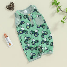 Load image into Gallery viewer, Baby Boys Summer Romper Casual Farm Tractor Print Sleeveless Jumpsuit Bodysuit
