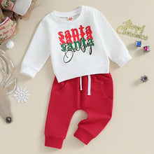 Load image into Gallery viewer, Baby Toddler Boys Girls 2Pcs Christmas Outfits Letter Print Santa Baby Long Sleeve Crew Neck Top Solid Color Long Pants Set
