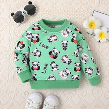 Load image into Gallery viewer, Toddler Kids Boy Girl Christmas Long Sleeve Panda Snowflake Candy Cane Print Pullover Crew Neck Top
